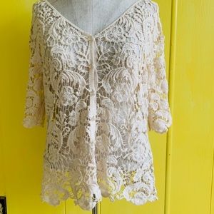 White/Beige Lace Top